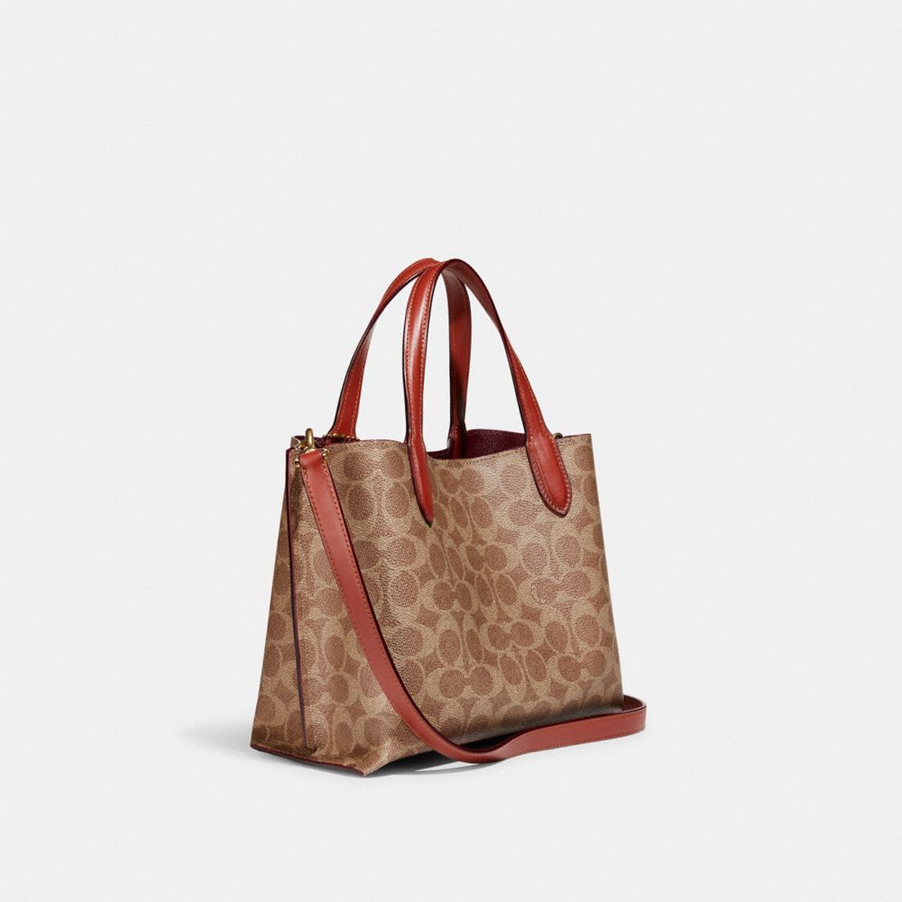 Női COACH® Willow 24 In Signature Canvas Tote Barna Piros | HUXYM952