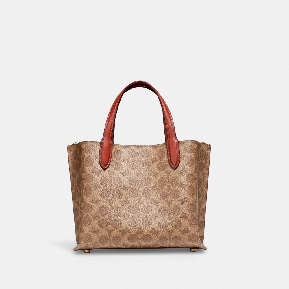 Női COACH® Willow 24 In Signature Canvas Tote Barna Piros | HUXYM952