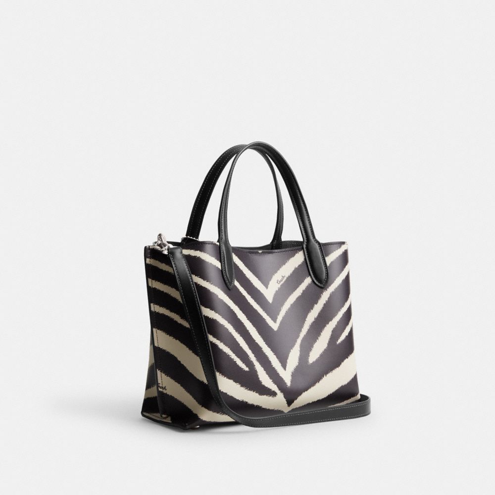 Női COACH® Willow 24 With Zebra Print Tote Titán | HUVRQ954