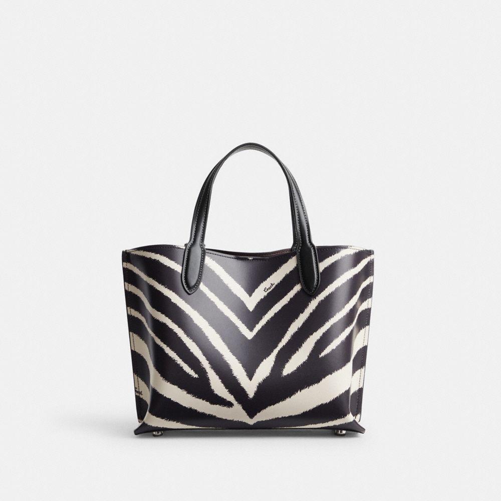 Női COACH® Willow 24 With Zebra Print Tote Titán | HUVRQ954