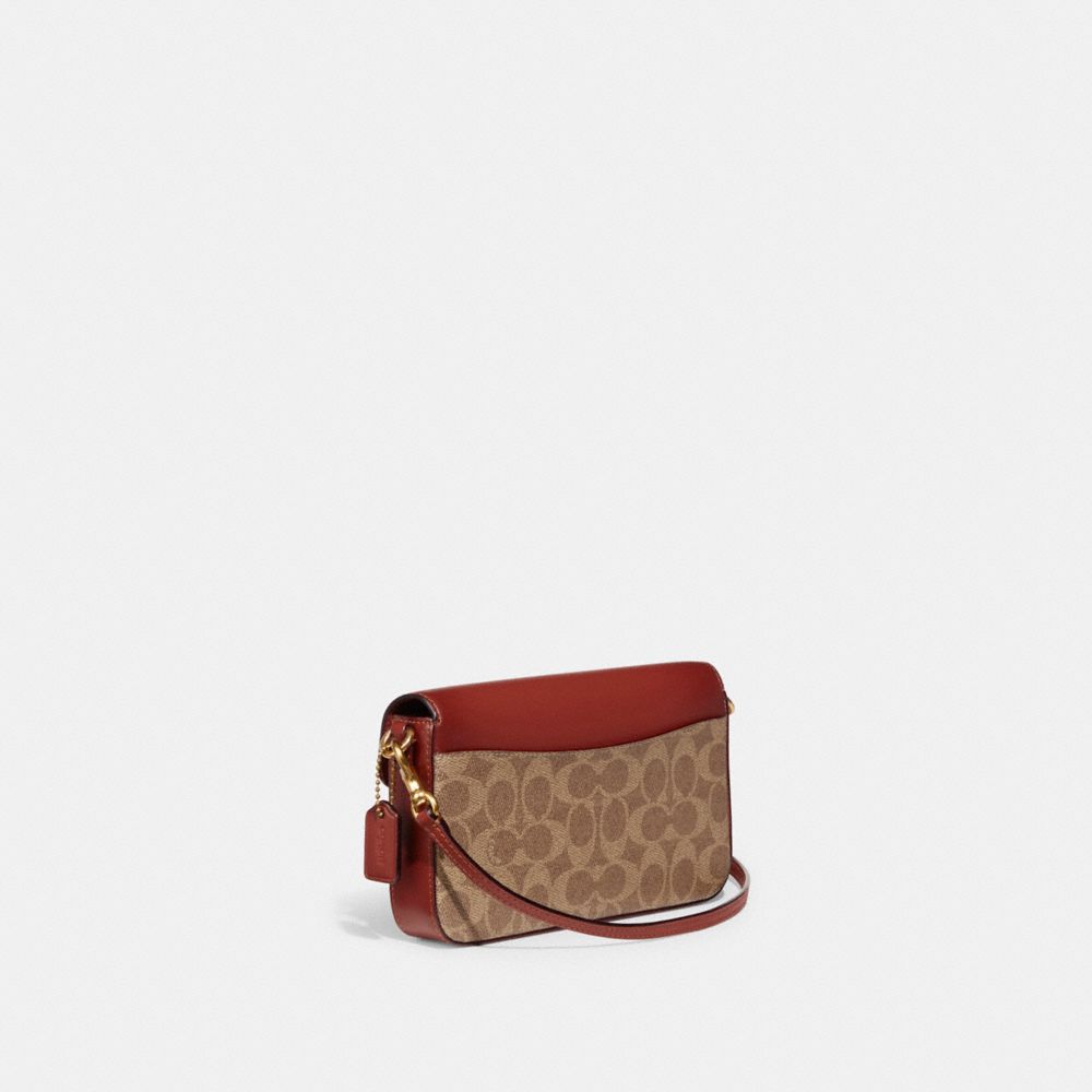 Női COACH® Wyn In Signature Canvas Crossbody Táska Barna Piros | HUAHM817