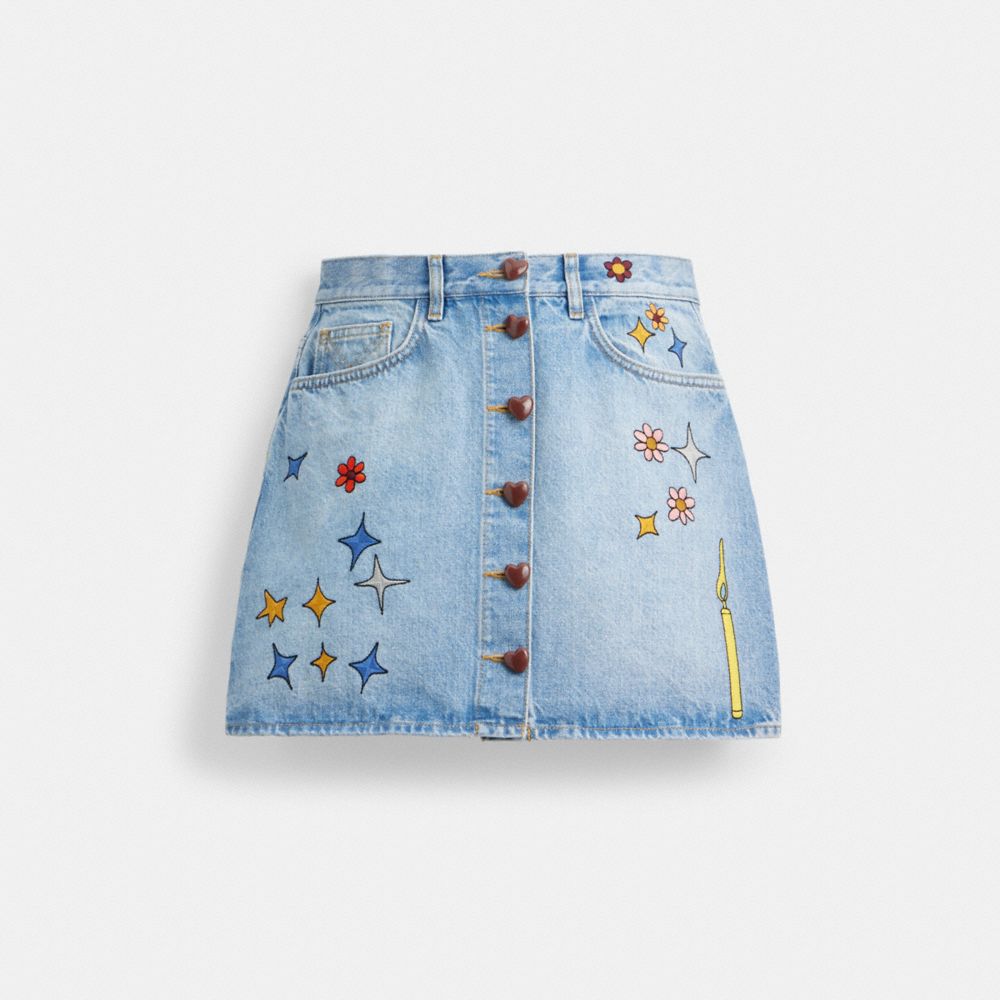 Női COACH® X Observed By Us High Waist Denim Szoknya Kék Színes | HUOKT472