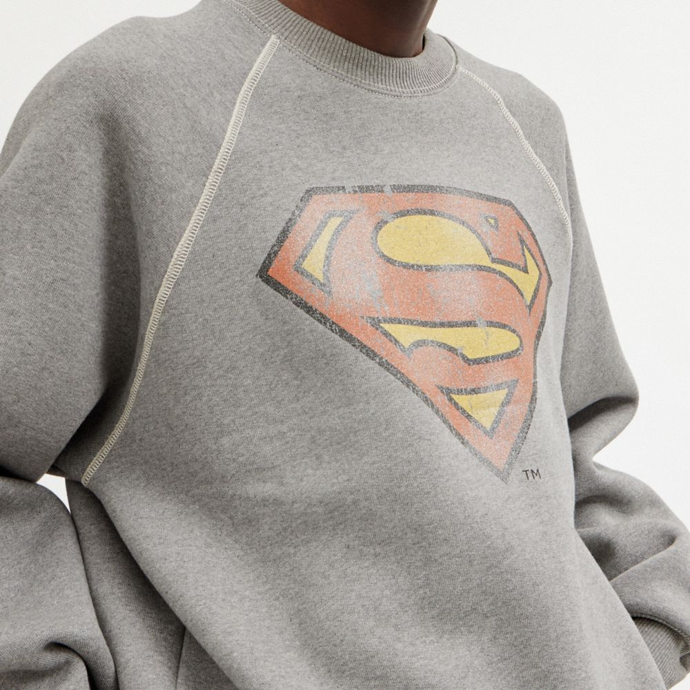 Női COACH® | Dc Superman Crewneck Kapucnis Pulóver Sötétszürke | HUTCE416