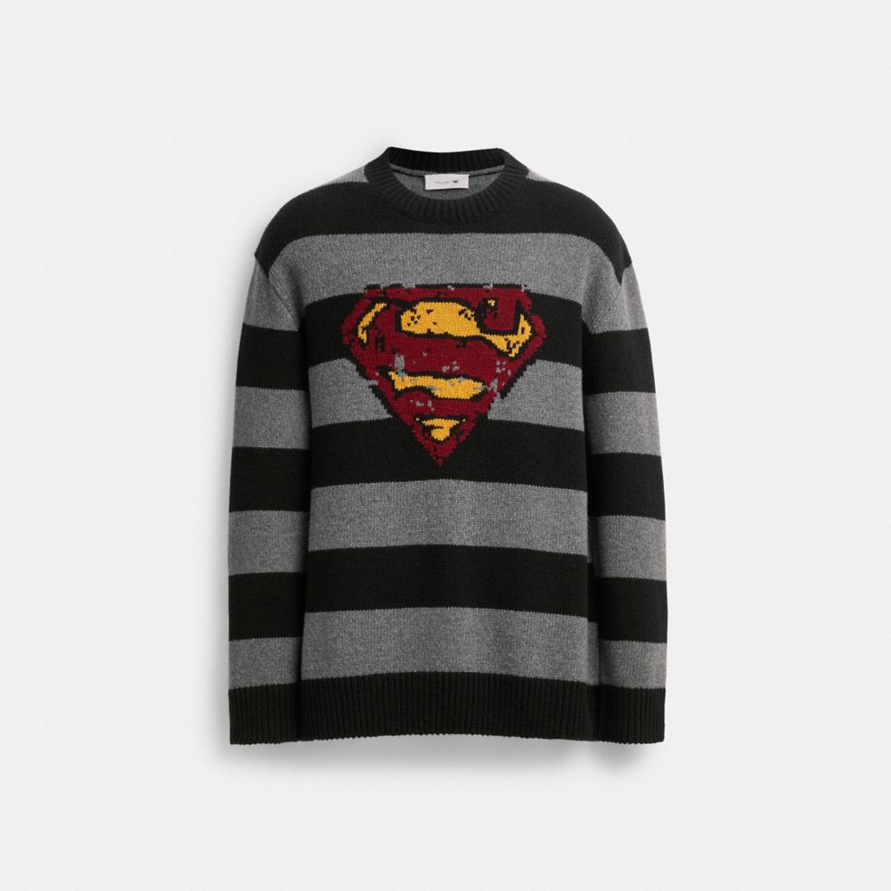 Női COACH® | Dc Superman Oversized Pulóver Fekete Szürke | HUPJY473